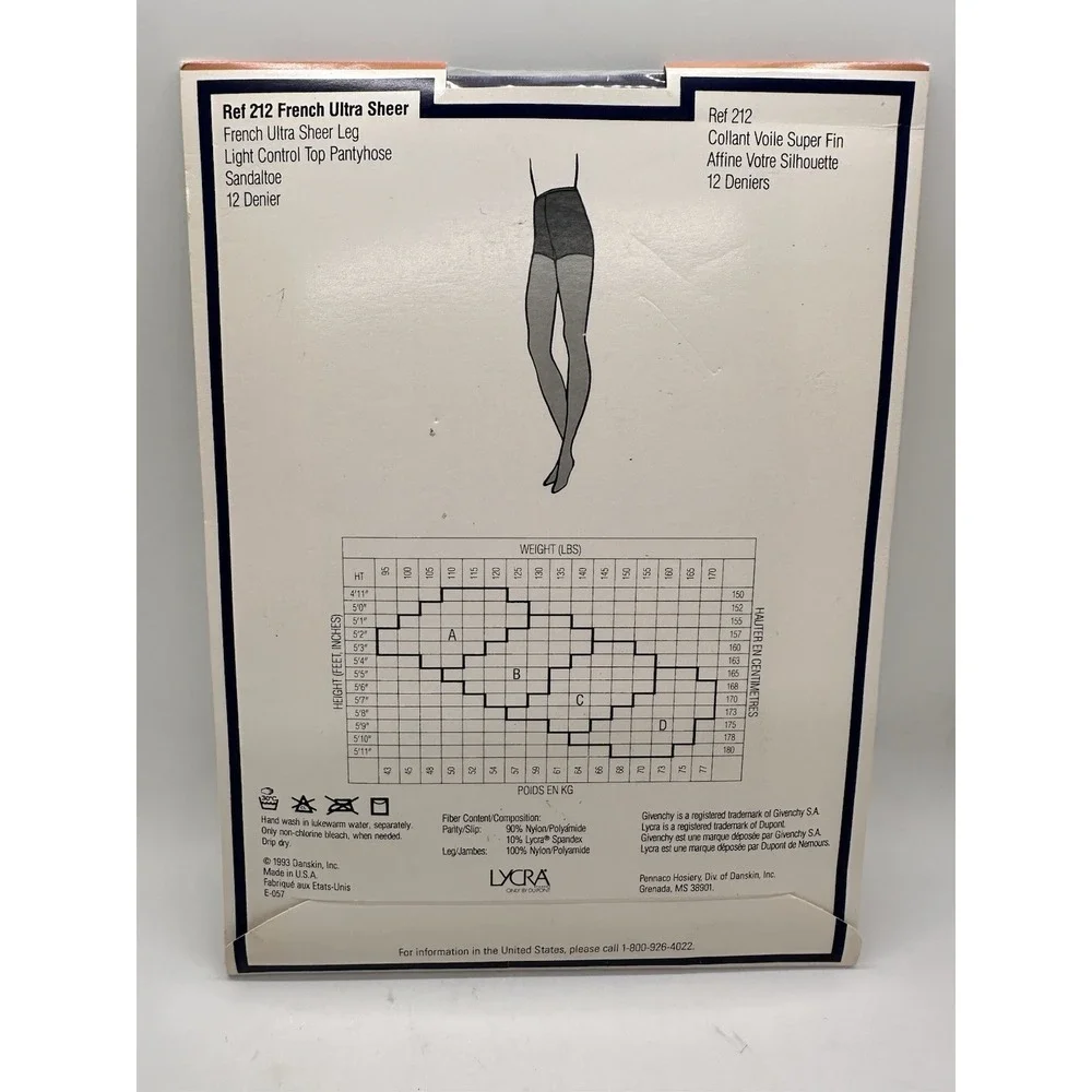 Vintage Givenchy Pantyhose Style 212 Size B Blue Dahlia French Ultra Sheer‎ Leg